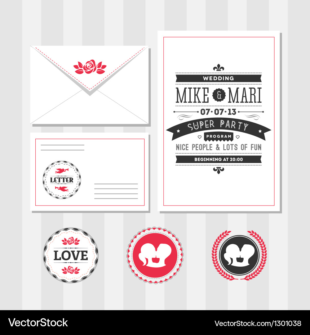 Elegant Wedding Invitation Set Vector Image