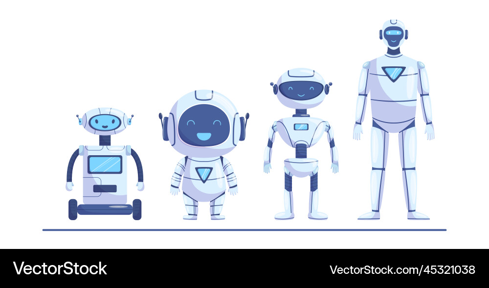 Evolution of robots modern androids and humanoids Evolution of robots modern androids and humanoids vector image