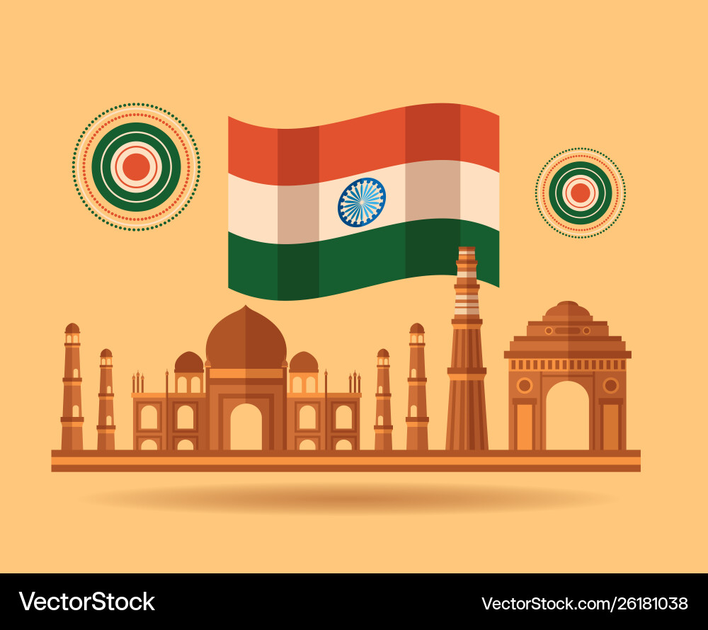 Glückliche Unabhängigkeit Tag india flaches Design Glückliche Unabhängigkeit Tag india flaches Design vektorbild