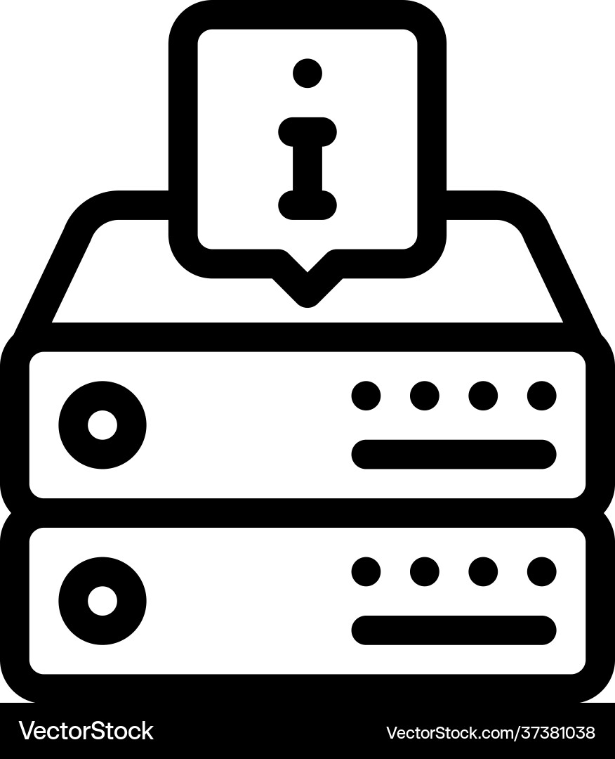 Information on server for machine learning line Information on server for machine learning line vector image