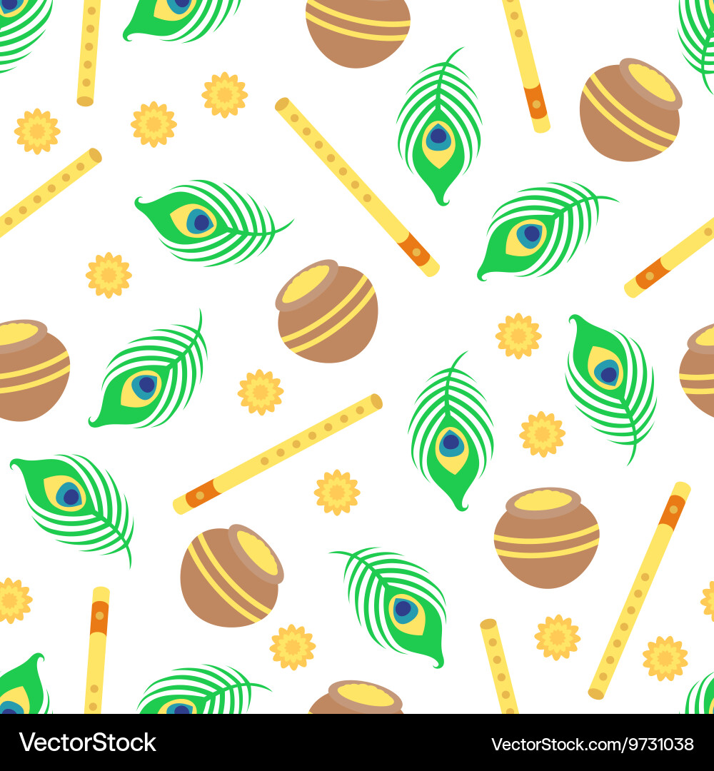 Krishna Festive Pattern Vector Image