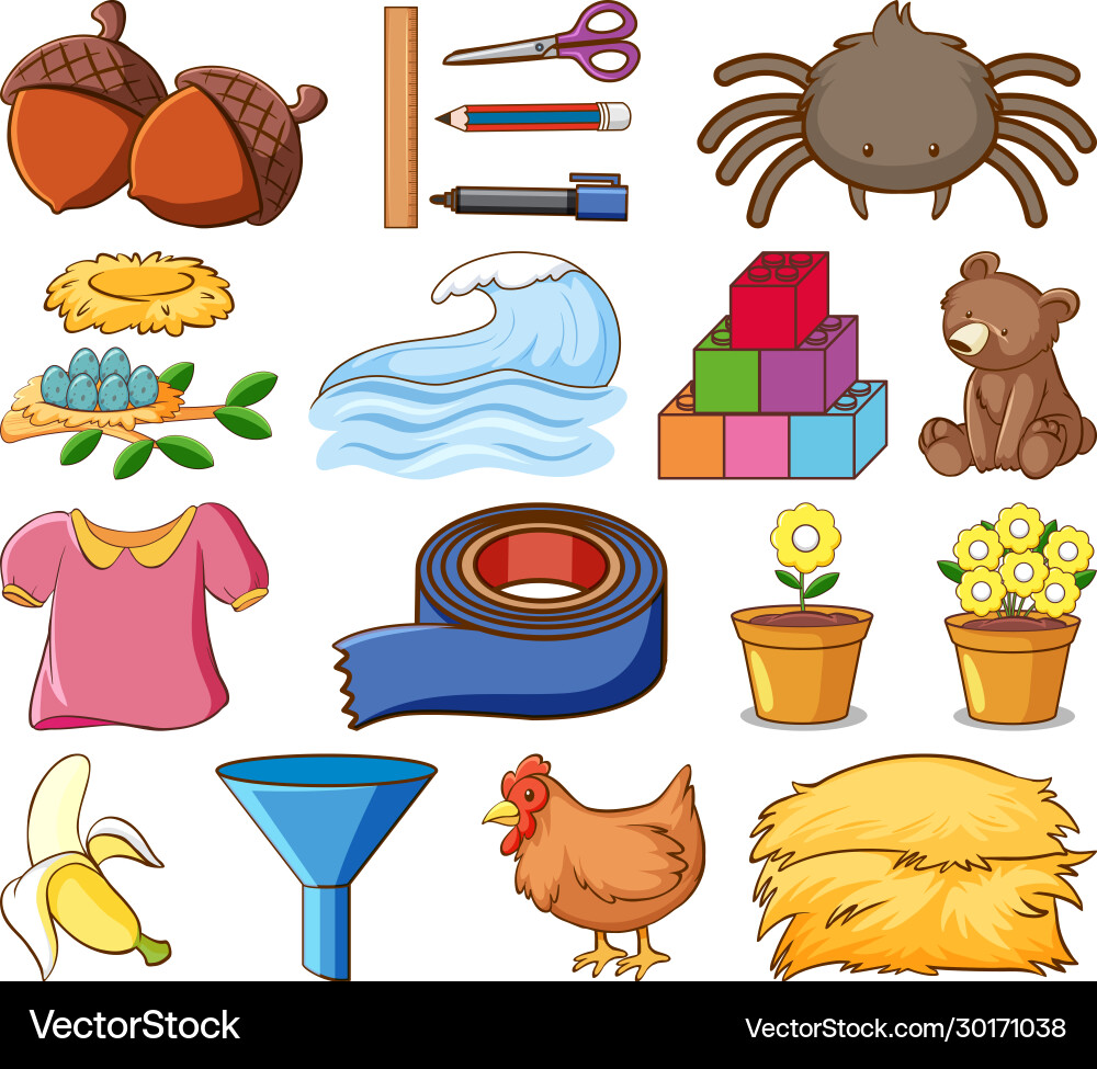Large set different items on white background Large set different items on white background vector image