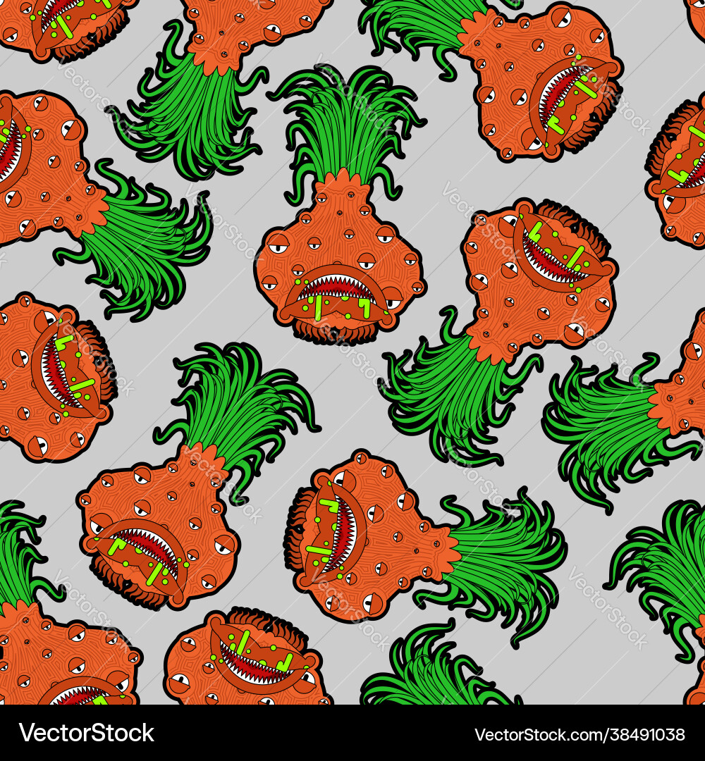 Onion monster gmo mutant pattern seamless angry Vector Image