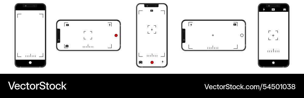 Recording app with zoom frame and control vector image
