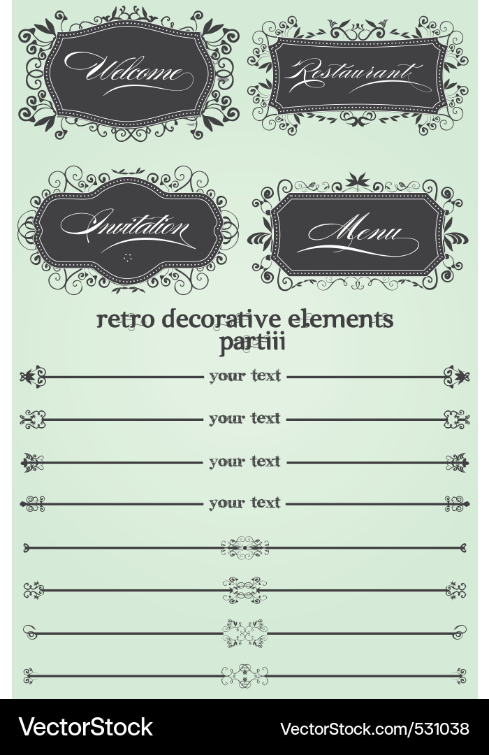 Retro Flourish Decorative Elements Vector Image