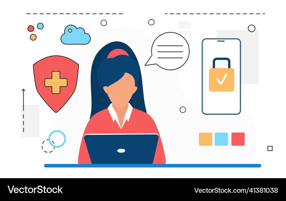 Safe and secured communication network system Safe and secured communication network system vector image