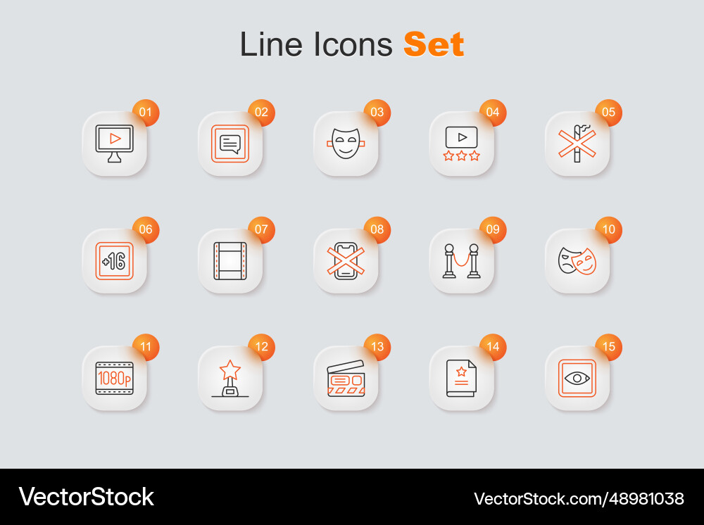 Set line rating movie scenario clapper Set line rating movie scenario clapper vector image