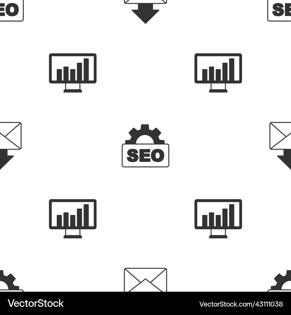 Set mail and e-mail seo optimization monitor Vector Image