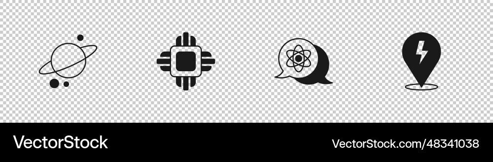 Set planet saturn processor cpu atom Set planet saturn processor cpu atom vector image