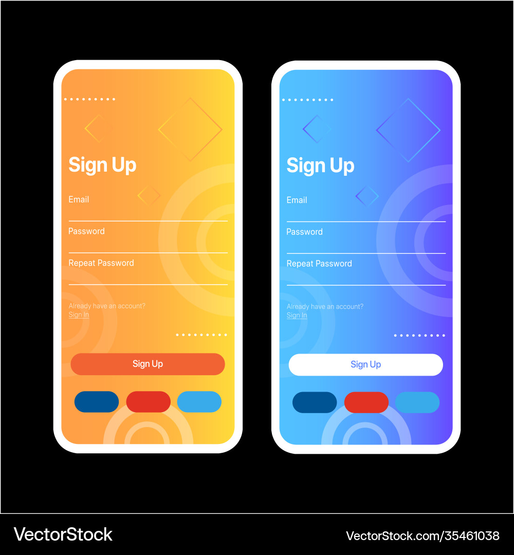 Sign up ui screen registration form interface Sign up ui screen registration form interface Vector Image
