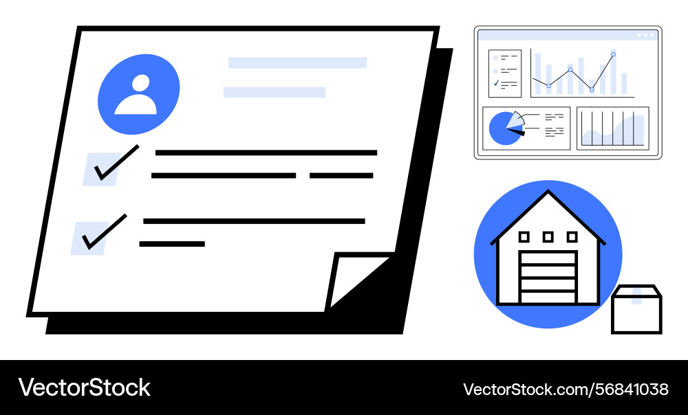 Task checklist data dashboard and warehouse icon Task checklist data dashboard and warehouse icon vector image
