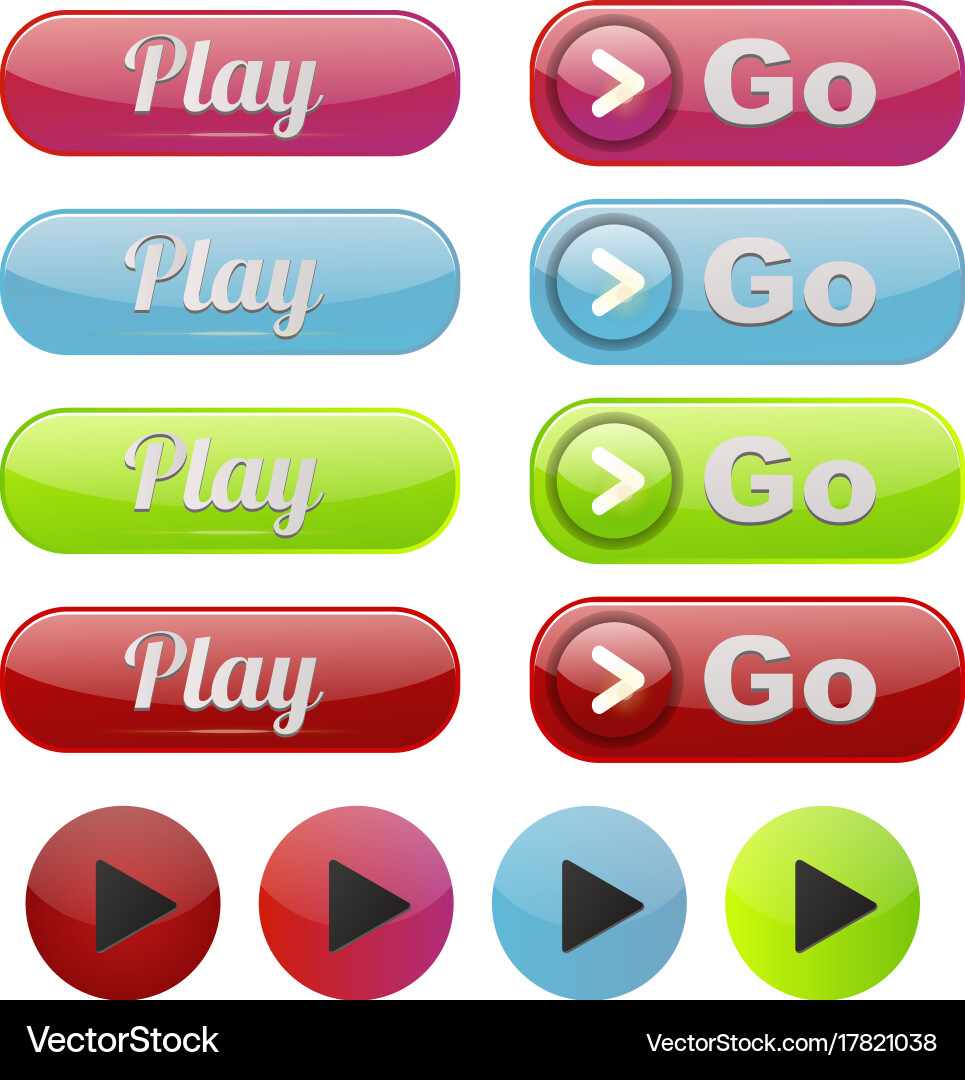 Ui interface button play media internet website Vector Image