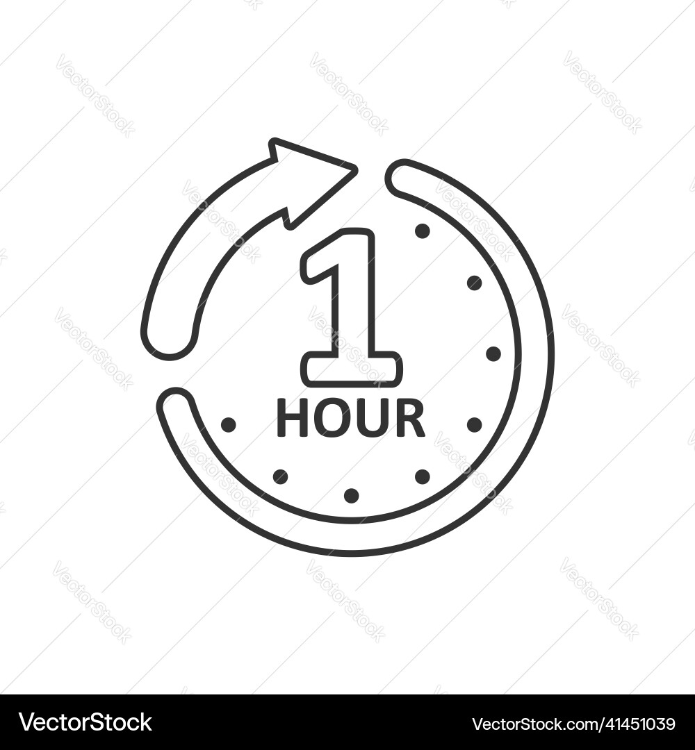 1 hour clock icon in flat style timer countdown 1 hour clock icon in flat style timer countdown vector image