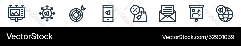 Advertisement line icons linear set quality Advertisement line icons linear set quality vector image