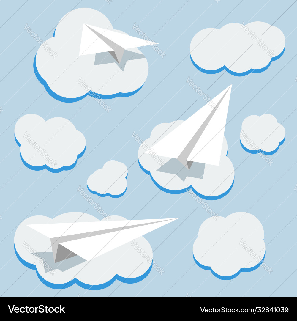 Background with paper planes and clouds Background with paper planes and clouds vector image