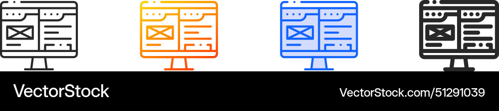 Browser iconthin linear gradient blue stroke Vector Image