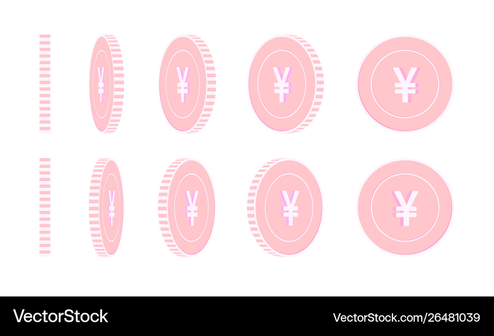 Chinese yuan rotating coins set animation ready Vector Image