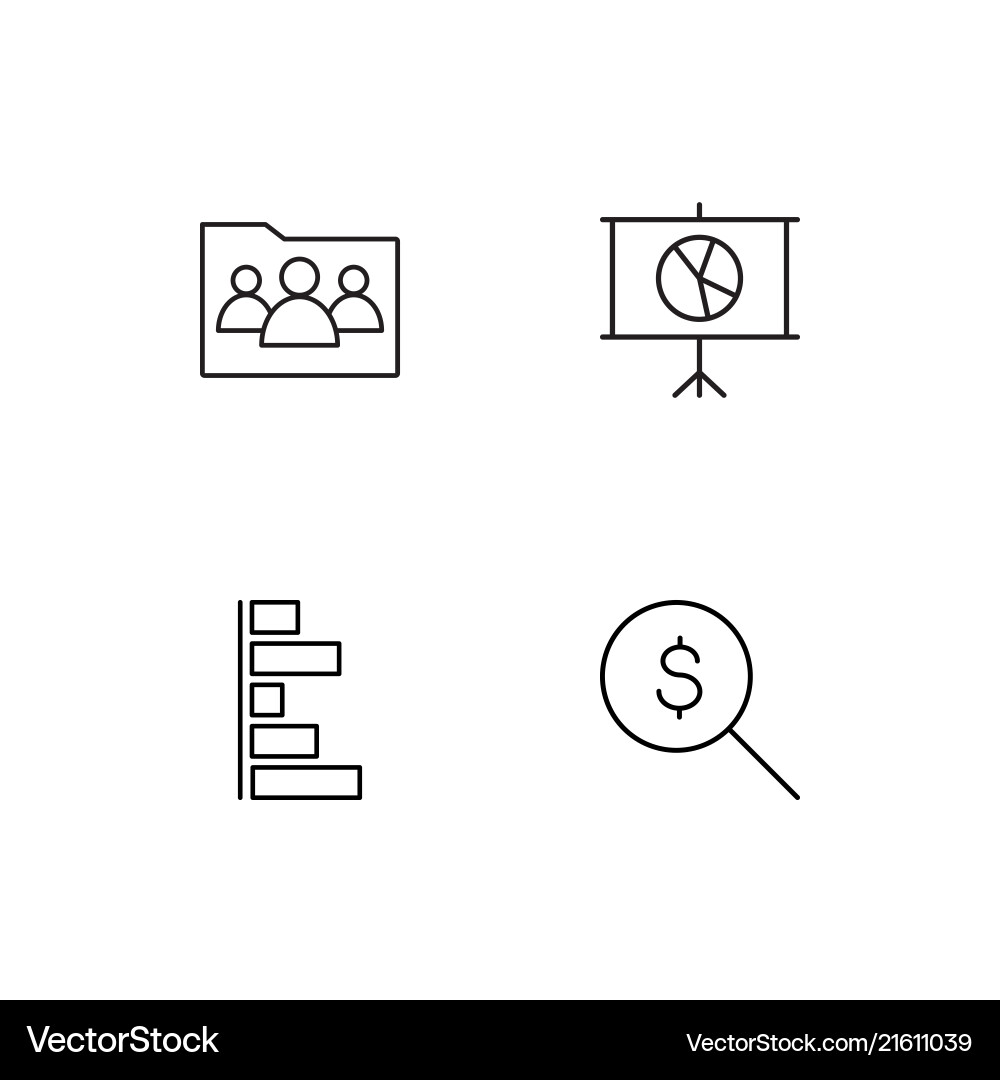 Data analytics linear icons set simple outline vector image