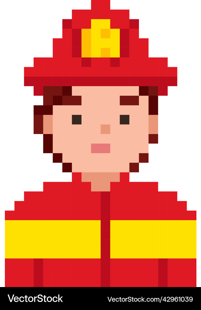 Firefighter pixel game style Vector Image