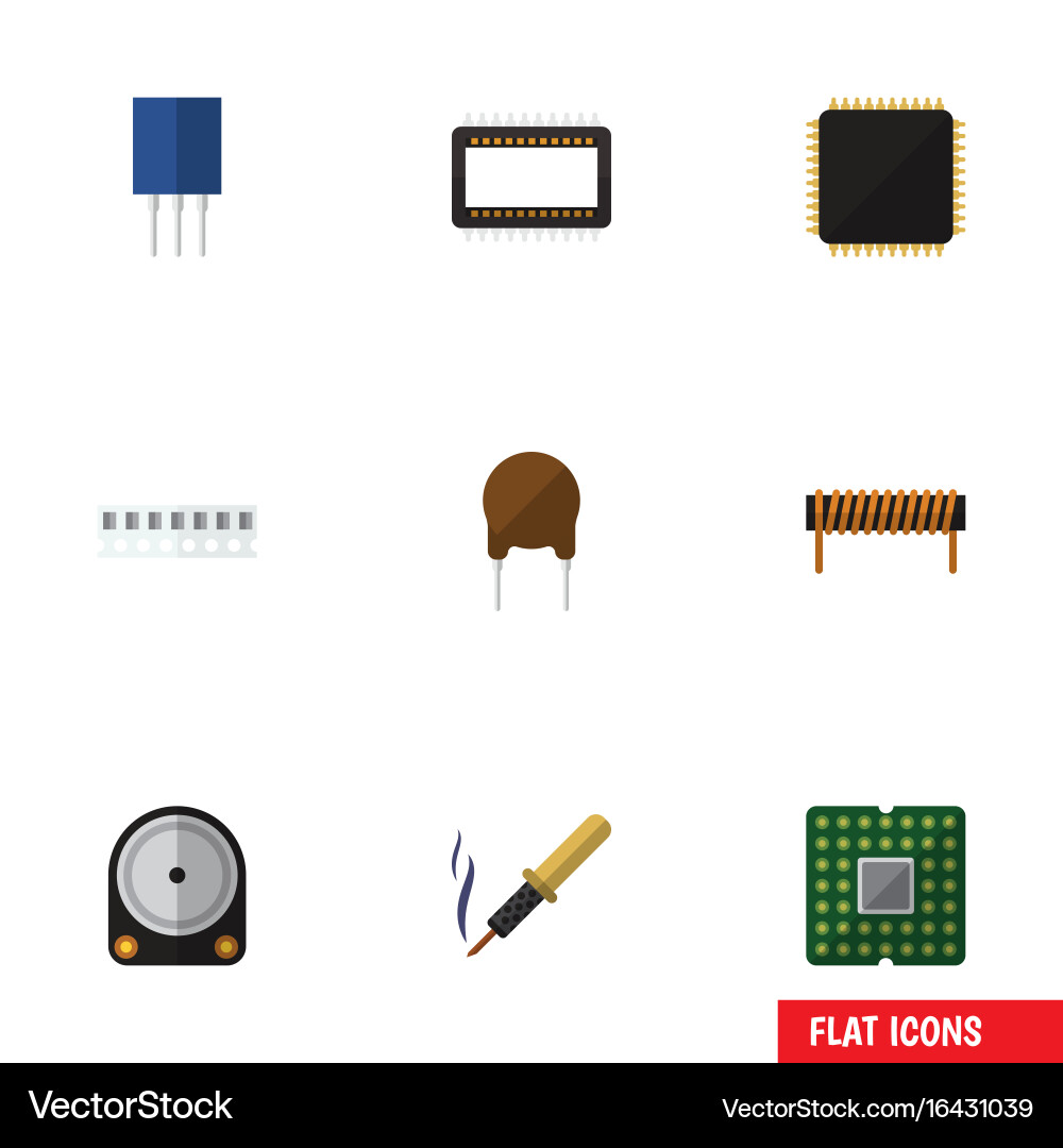 Flat icon device set of mainframe bobbin memory vector image