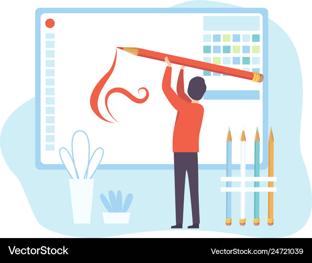 Man creating website digital content technology Vector Image