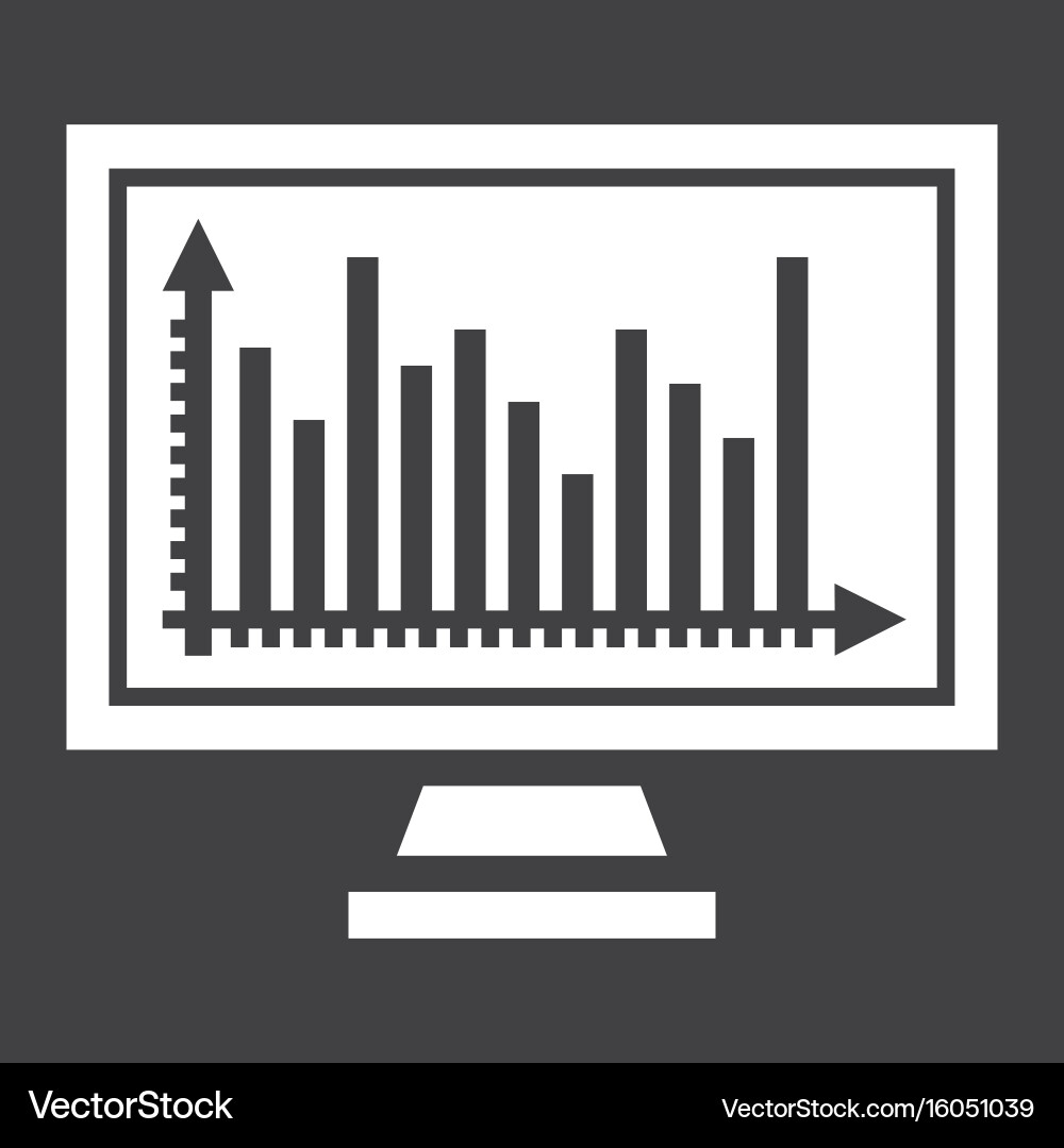 Monitor chart solid icon business and graph vector image