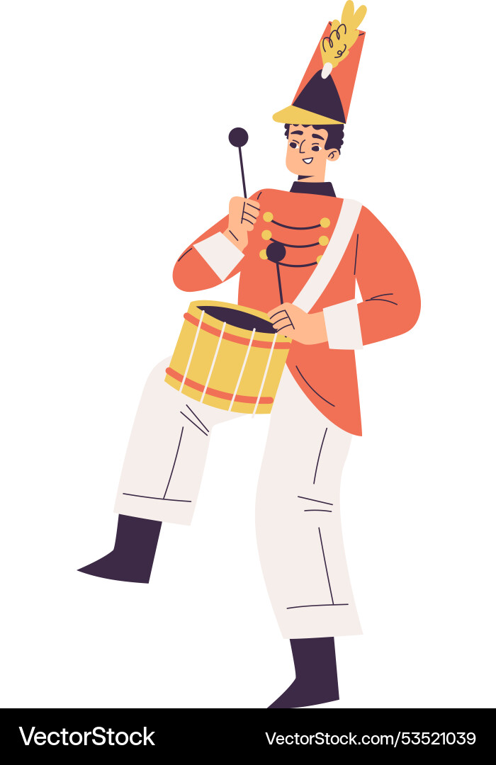 Orchestra with marching man character in red Orchestra with marching man character in red vector image