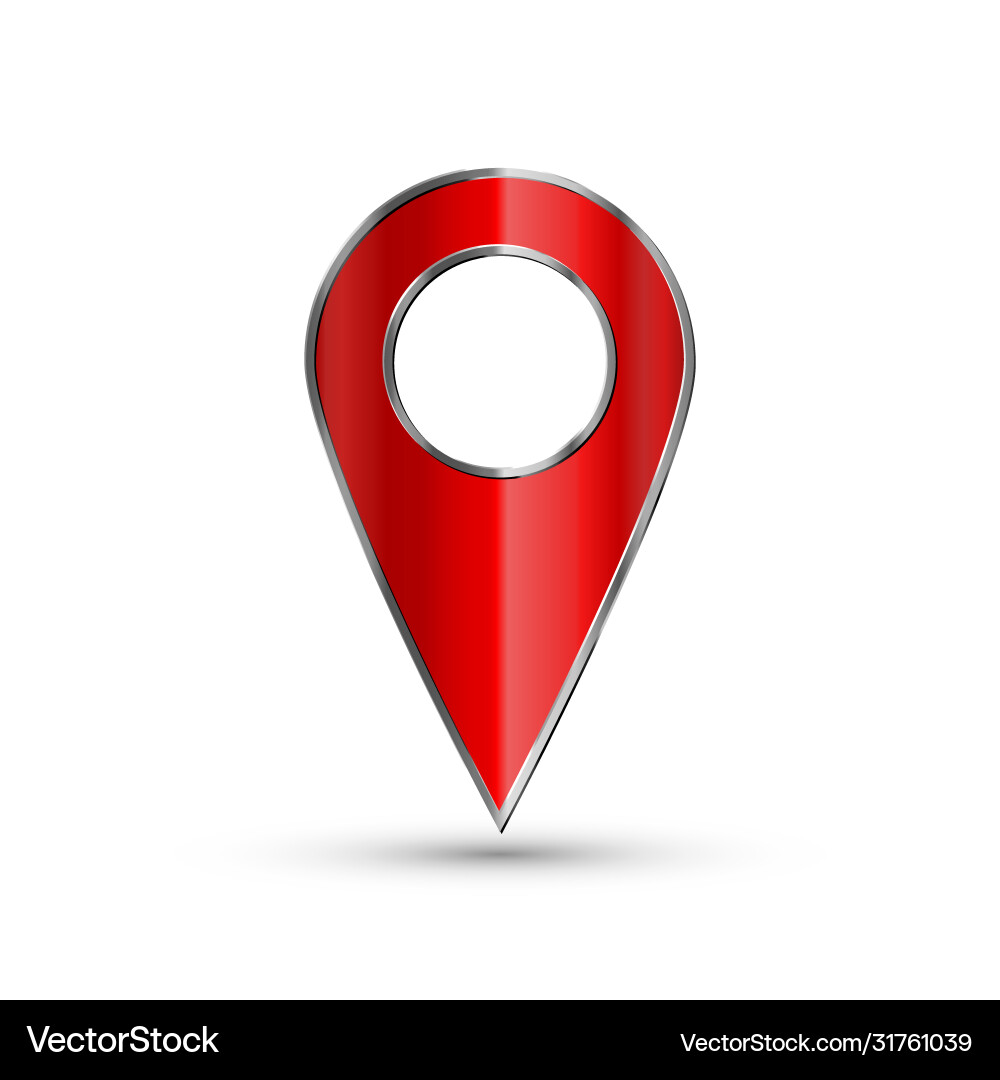 Realistic 3d pointer map red marker icon Realistic 3d pointer map red marker icon Vector Image