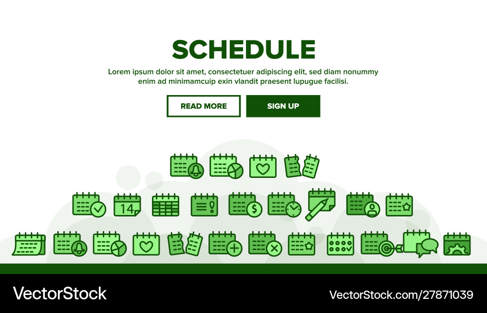 Schedule landing header Schedule landing header Vector Image