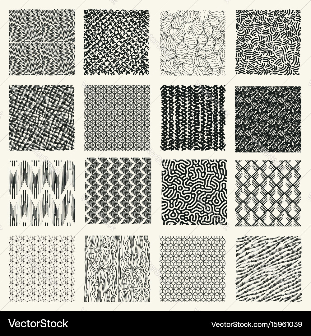 Scratched Ink Pattern Set Vector Image