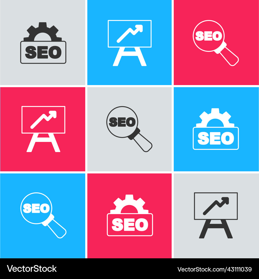 Set seo optimization board with graph chart Set seo optimization board with graph chart vector image
