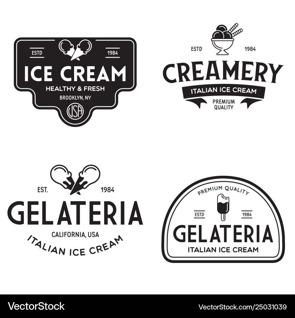 Set vintage ice cream shop logo badges Set vintage ice cream shop logo badges vector image