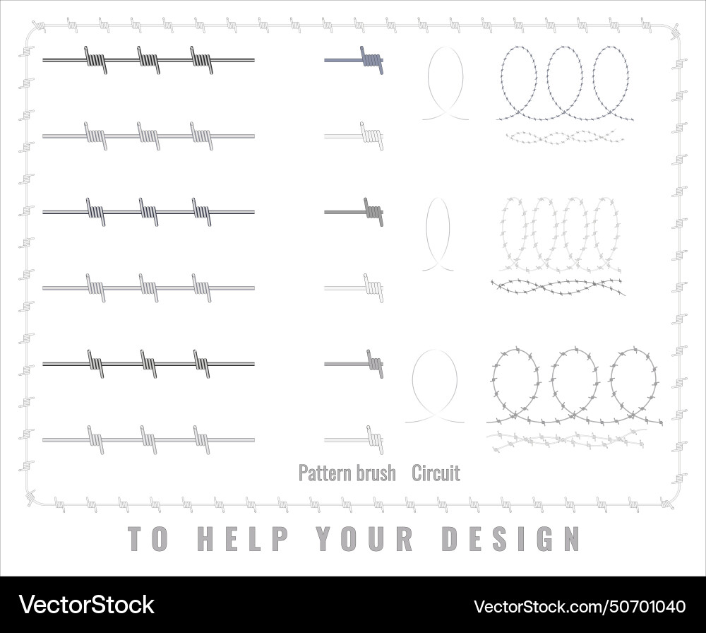 A set of barbed wire with different twisting A set of barbed wire with different twisting Vector Image