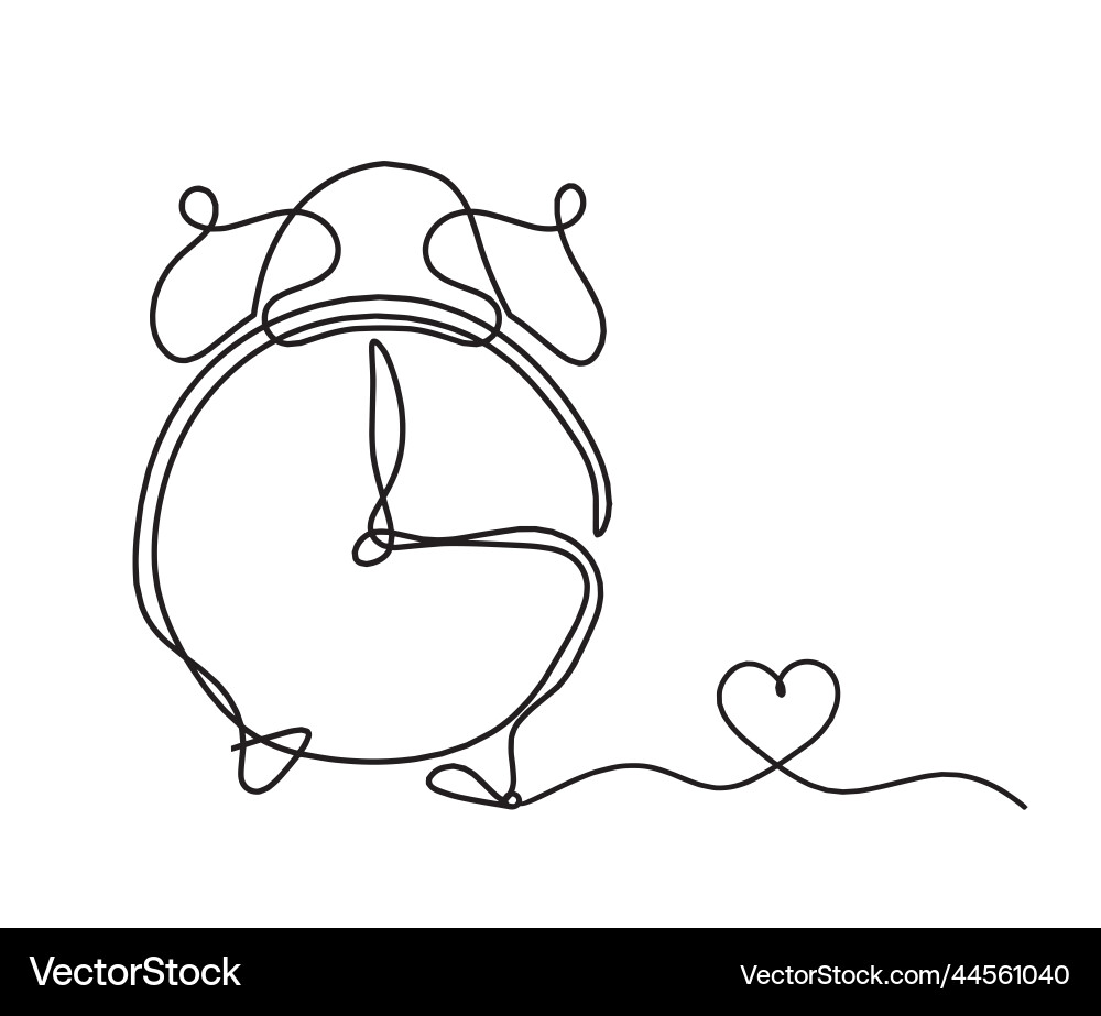 Abstract clock with heart as line drawing Vector Image