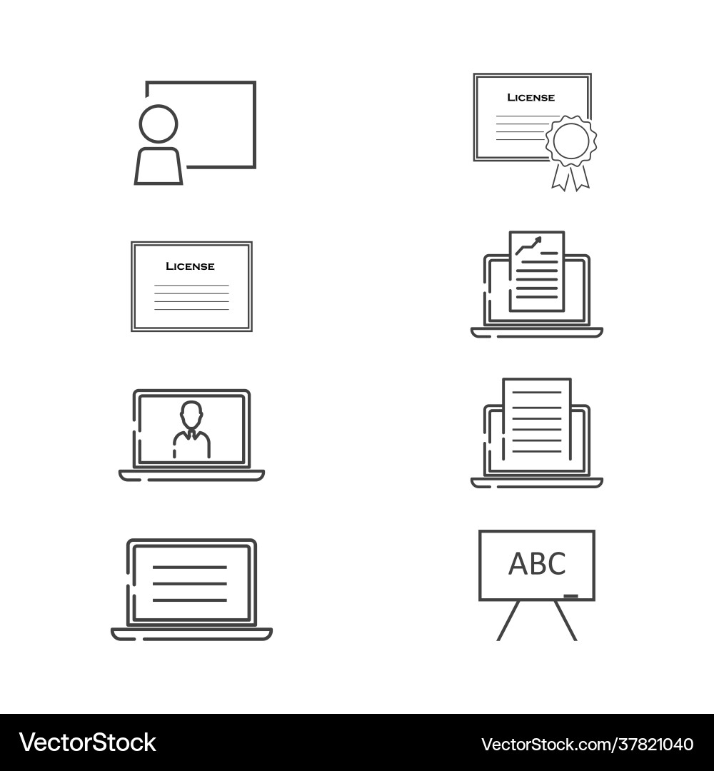 Blogging and computer icon business learn set Vector Image