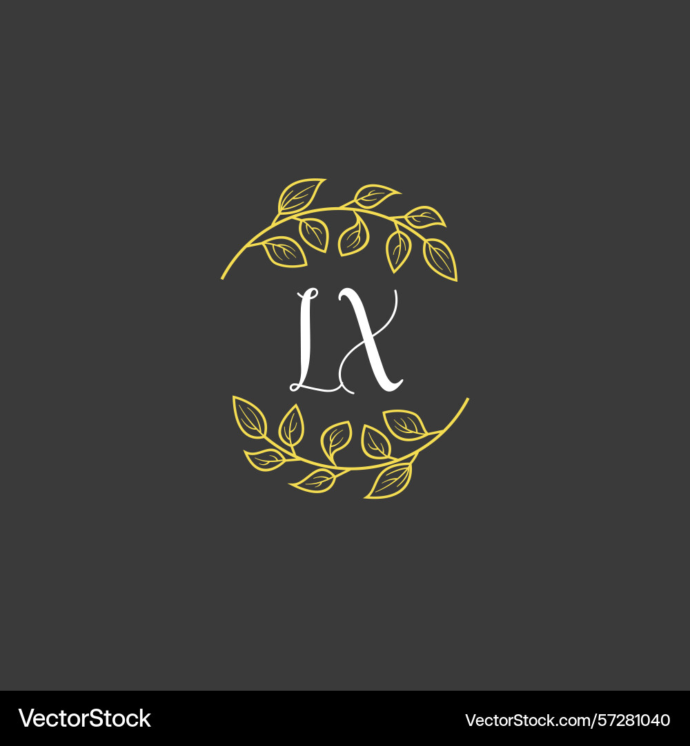 Botanical monogram logos with initial lx Botanical monogram logos with initial lx Vector Image