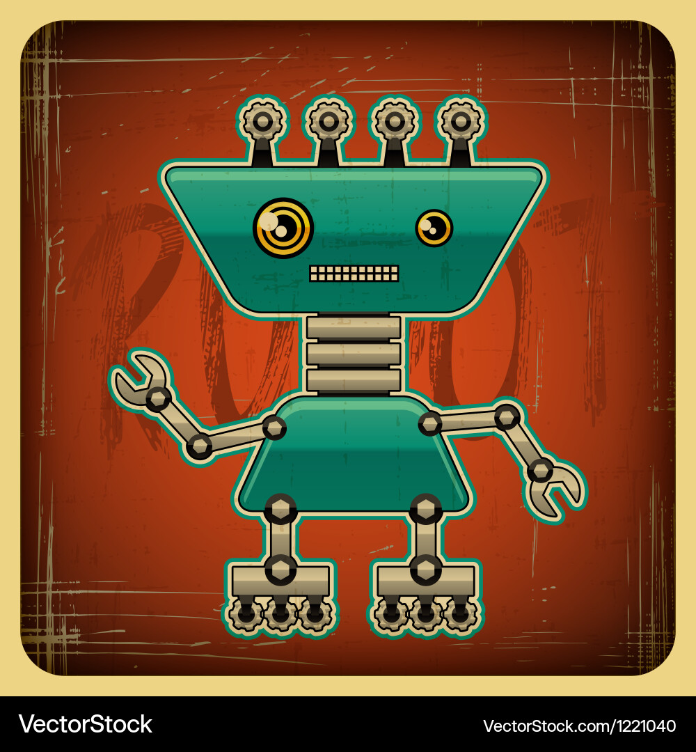 Card in retro style with the robot vector image