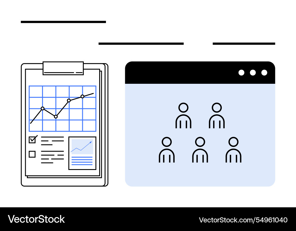 Data analytics chart on clipboard paired with user Data analytics chart on clipboard paired with user vector image