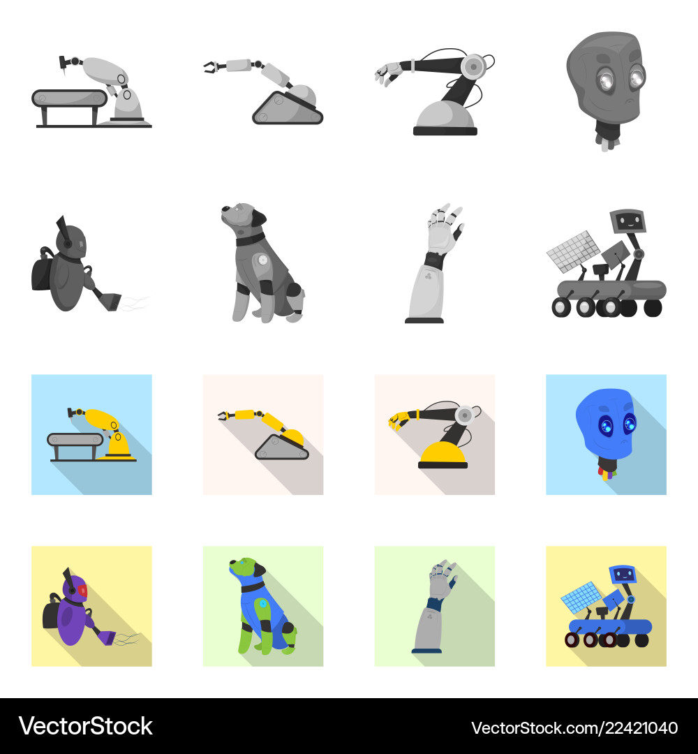 Design of robot and factory symbol Design of robot and factory symbol vector image