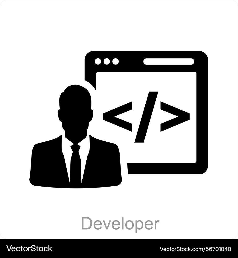 Developer and code icon concept vector image