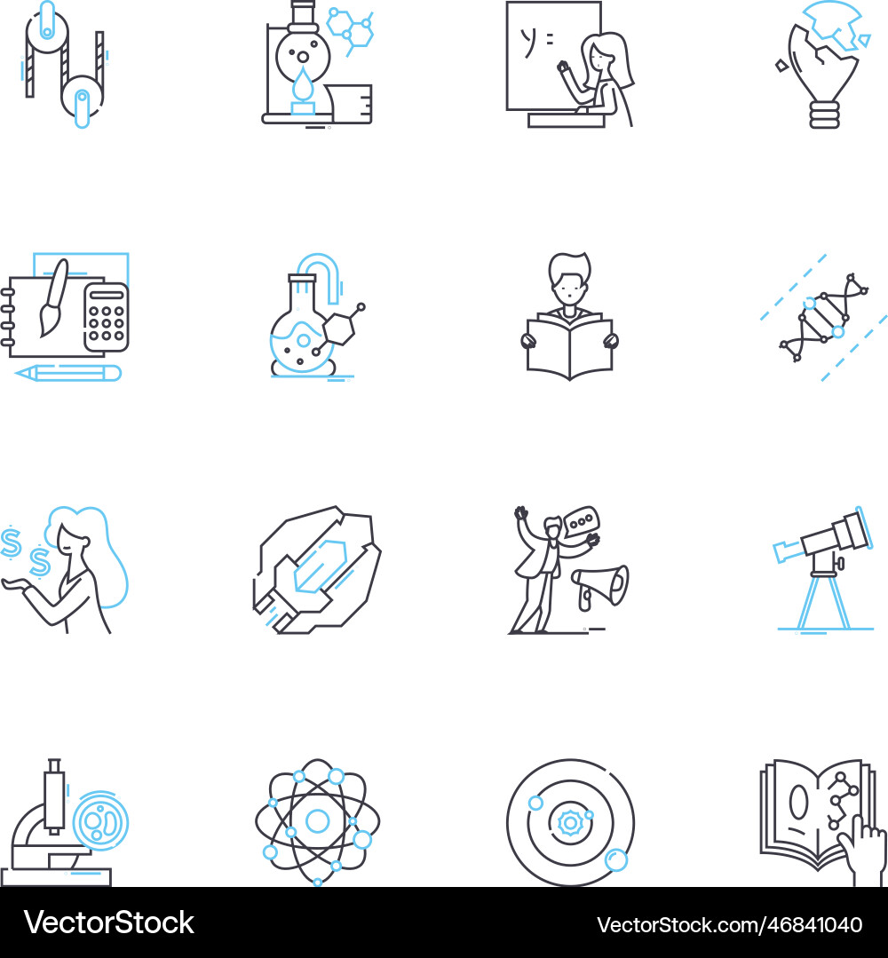Digital university linear icons set e-learning Digital university linear icons set e-learning Vector Image
