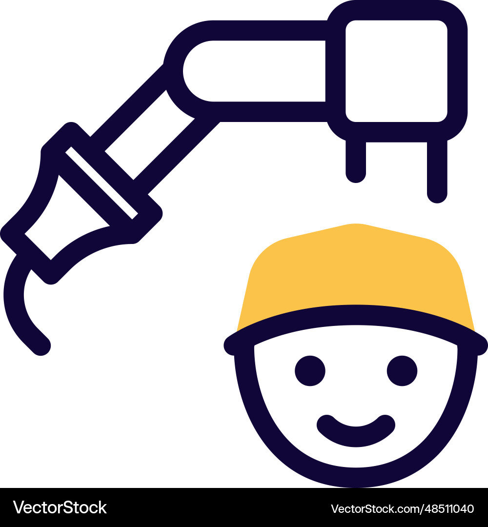 Factory worker operating a robotic arm vector image