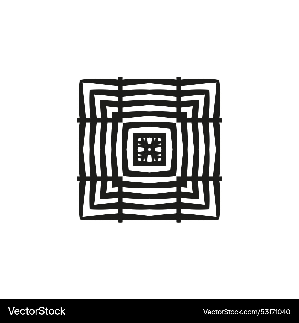 Geometric maze icon abstract square pattern black vector image