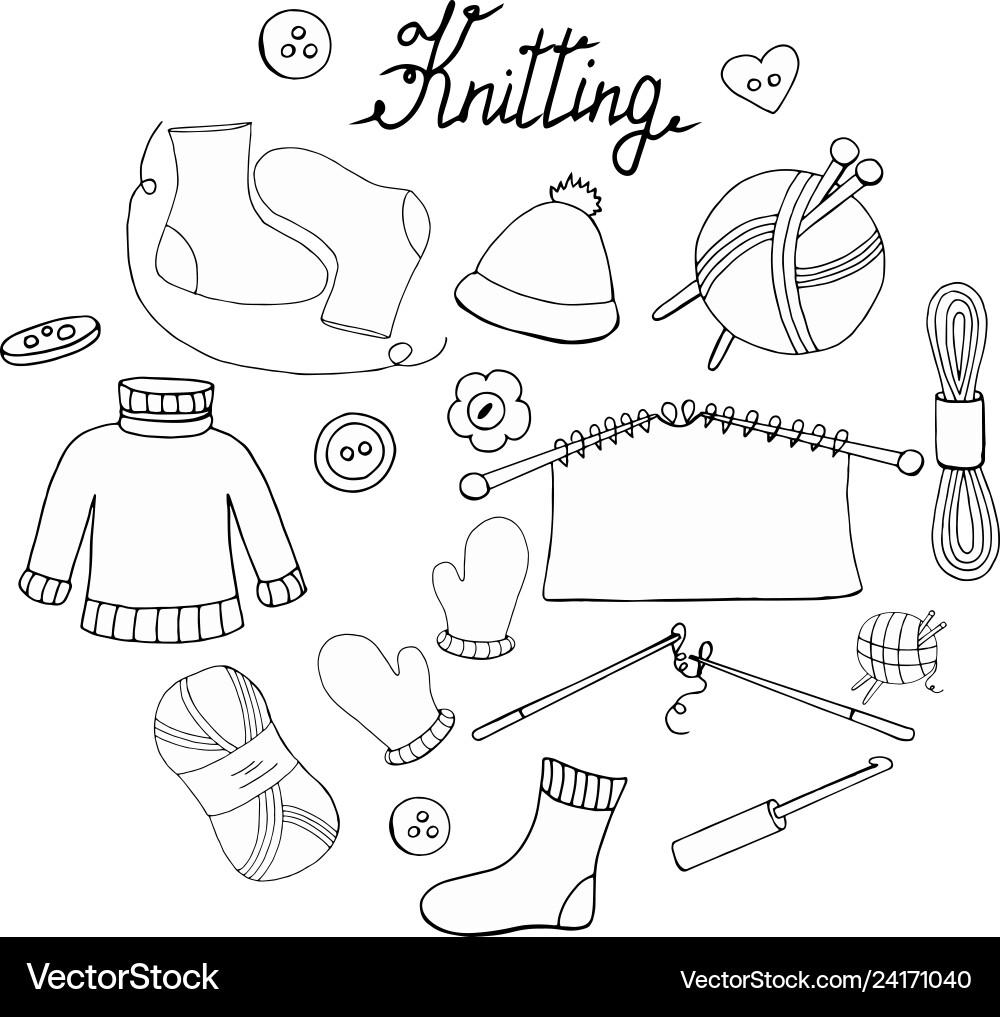 Knitting Objects & Patterns vector image