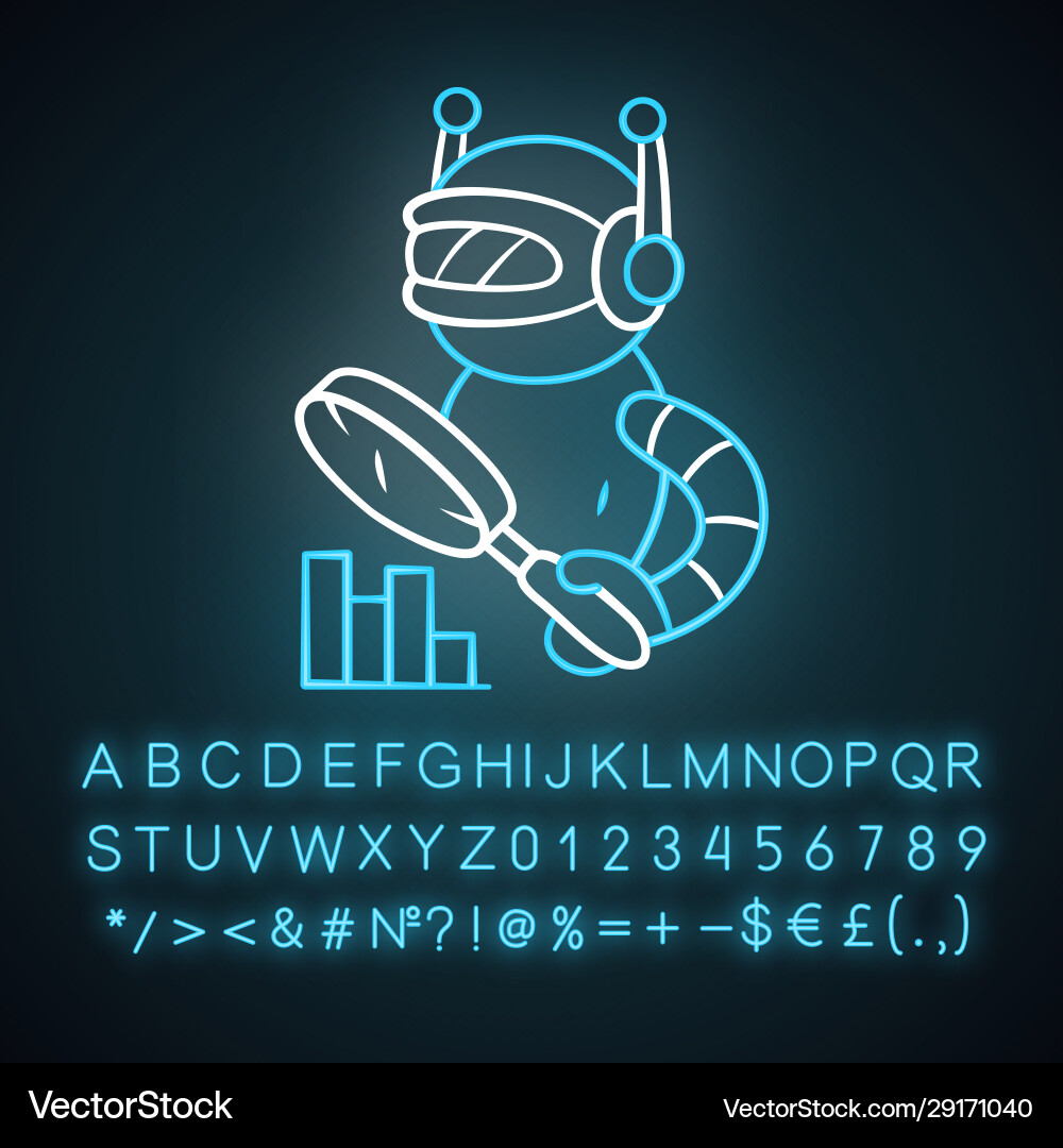Monitoring bot neon light icon machine learning Monitoring bot neon light icon machine learning vector image