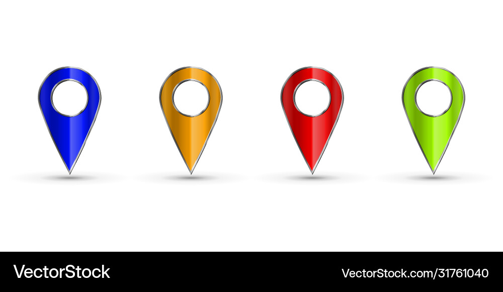 Realistic set 3d pointer map black marker Realistic set 3d pointer map black marker vector image