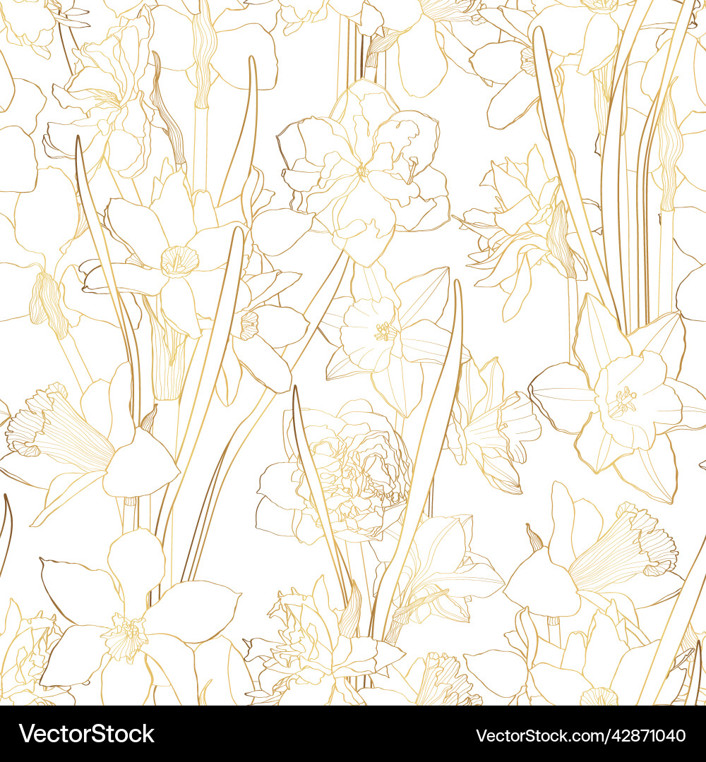 Seamless delicate pattern with spring golden line Seamless delicate pattern with spring golden line Vector Image