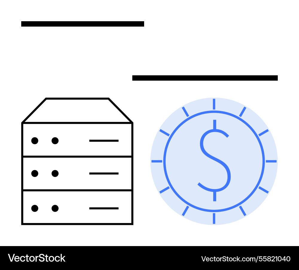 Server storage system with a currency coin Vector Image