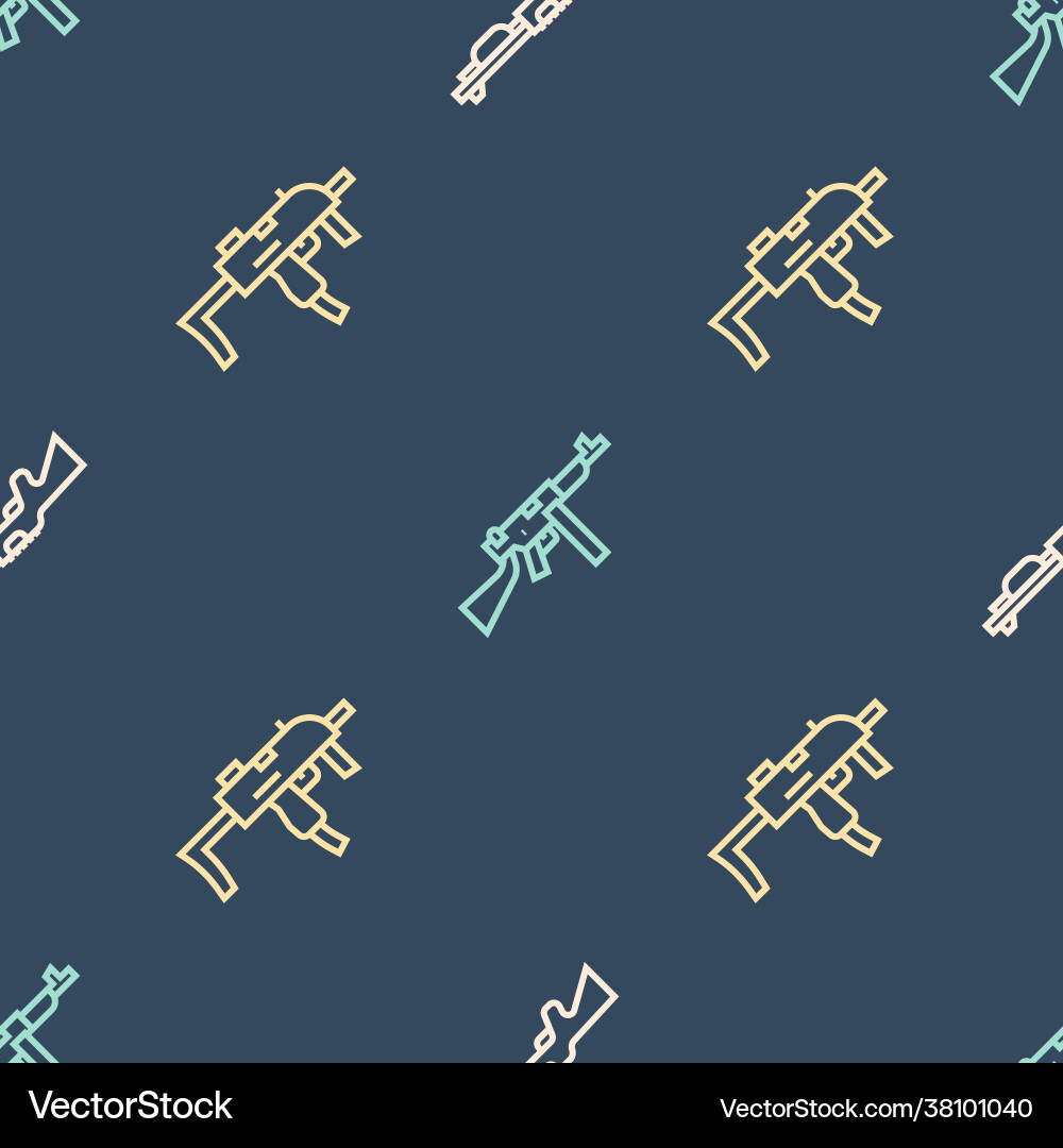 Set line hunting gun mp9i submachine and tommy Set line hunting gun mp9i submachine and tommy vector image