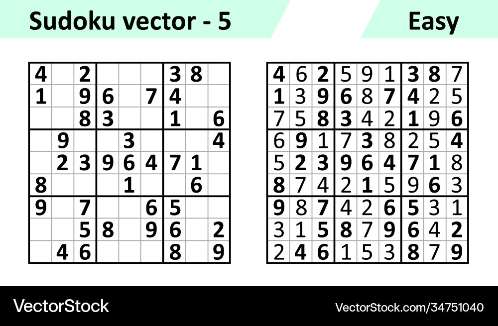 Sudoku Spiel mit Antworten einfaches Design-Set Vektorbild